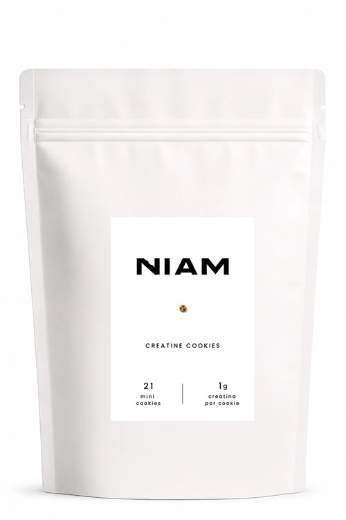 Bolsa de NIAM Creatine vista de frente, con el wordmark NIAM en negro sobre el envase.