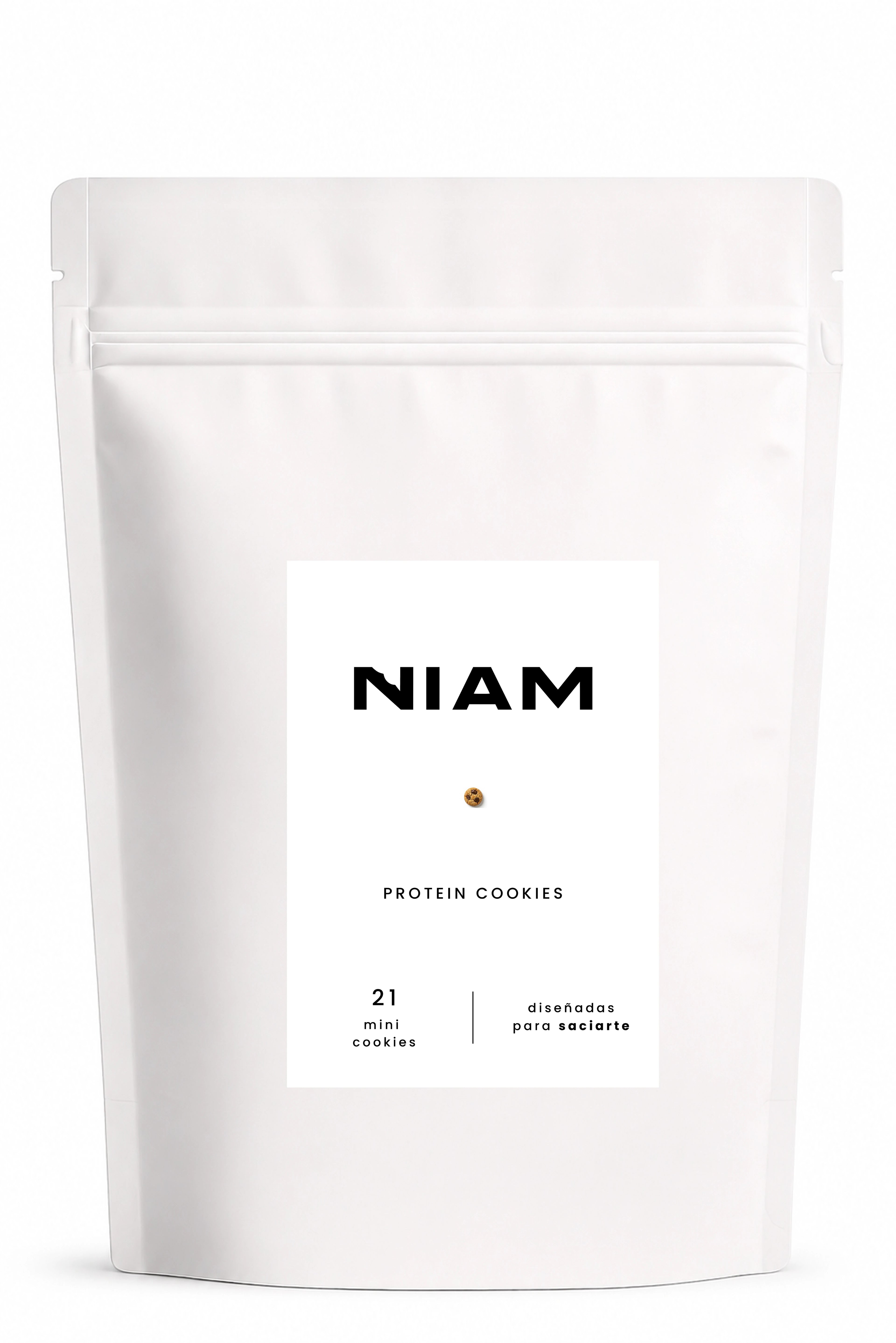 Bolsa de NIAM Protein vista de frente, con el wordmark NIAM en negro sobre el envase.