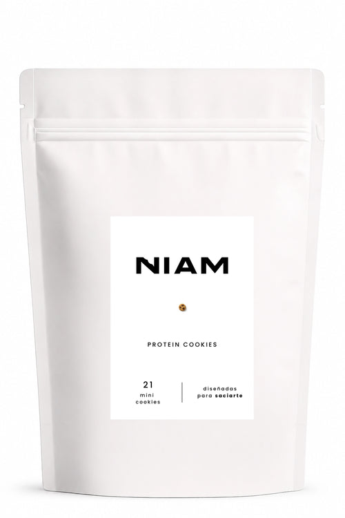 Bolsa de NIAM Protein vista de frente, con el wordmark NIAM en negro sobre el envase.